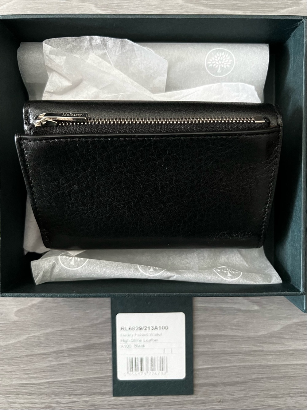 Mulberry Black Darley Folded Wallet - High Shine Leather - Picture 3 of 12